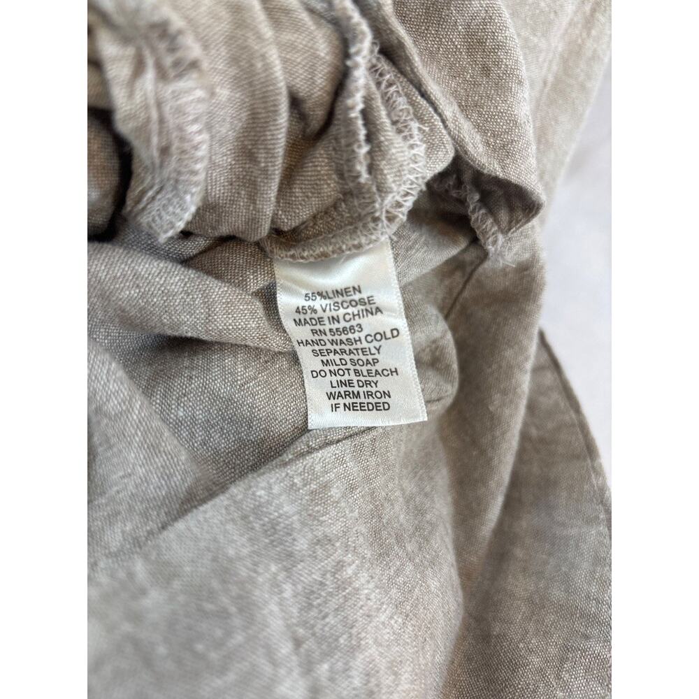 Cynthia Rowley Linen Viscose Puff Sleeve Mini Dress Natural Tan Size M - Picture 8 of 8